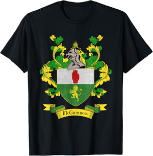 McGuinness Coat of Arms | McGuinness Surname Family Crest T-Shirt - T-Shirt | Black
