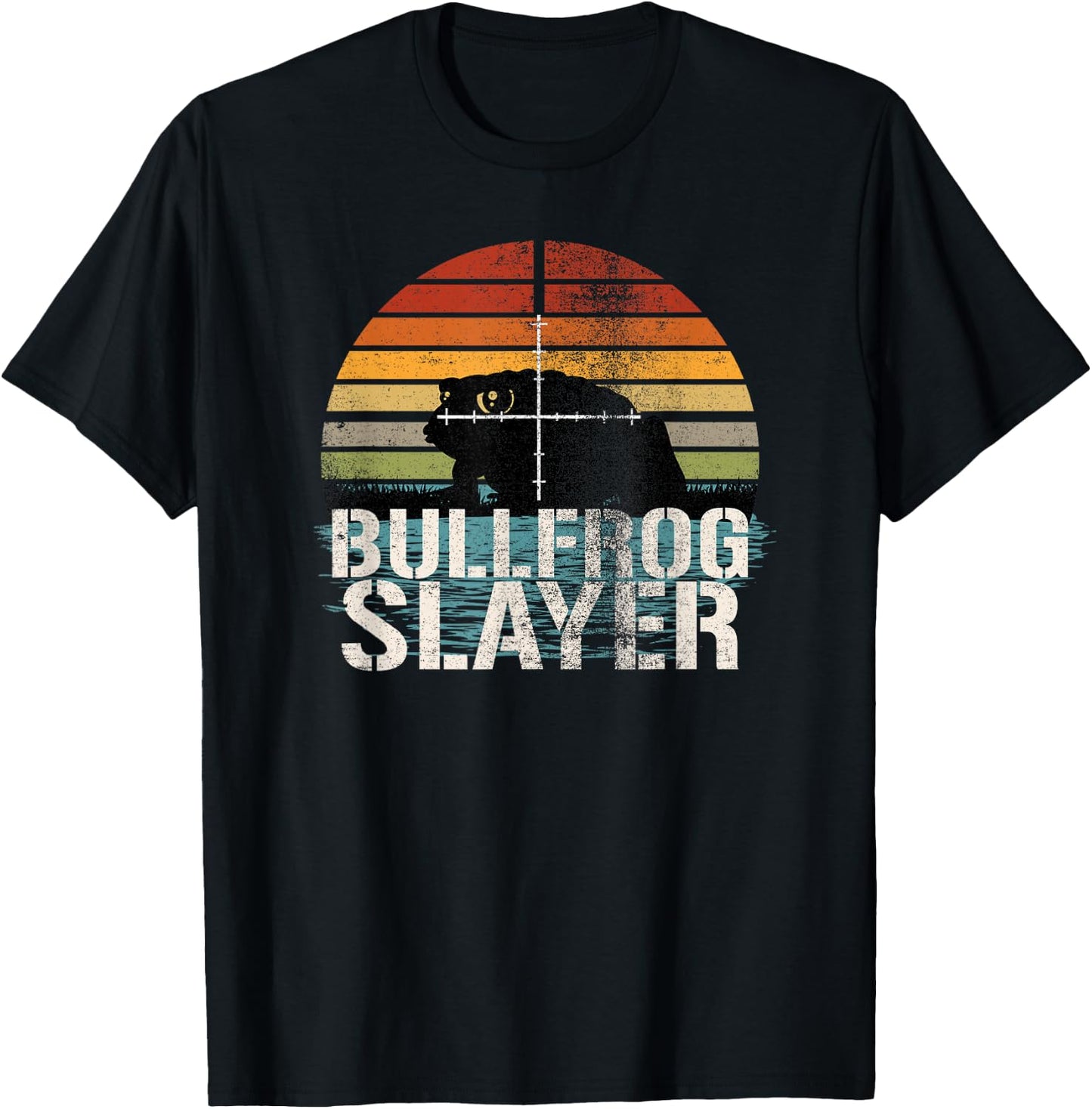 Bullfrog Slayer Frog Hunting Gigging Humor T-Shirt - T-Shirt | Black