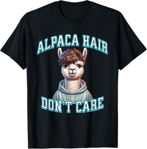 Alpaca Hair Gen Z Trendy Broccoli Haircut Perm Funny Meme T-Shirt - T-Shirt | Black