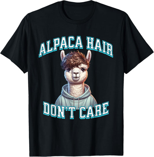 Alpaca Hair Gen Z Trendy Broccoli Haircut Perm Funny Meme T-Shirt - T-Shirt | Black