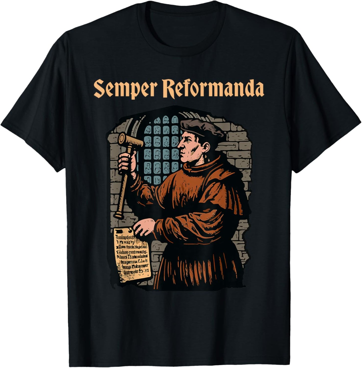 Martin Luther Reformation Semper Reformanda Christian T-Shirt - T-Shirt | Black