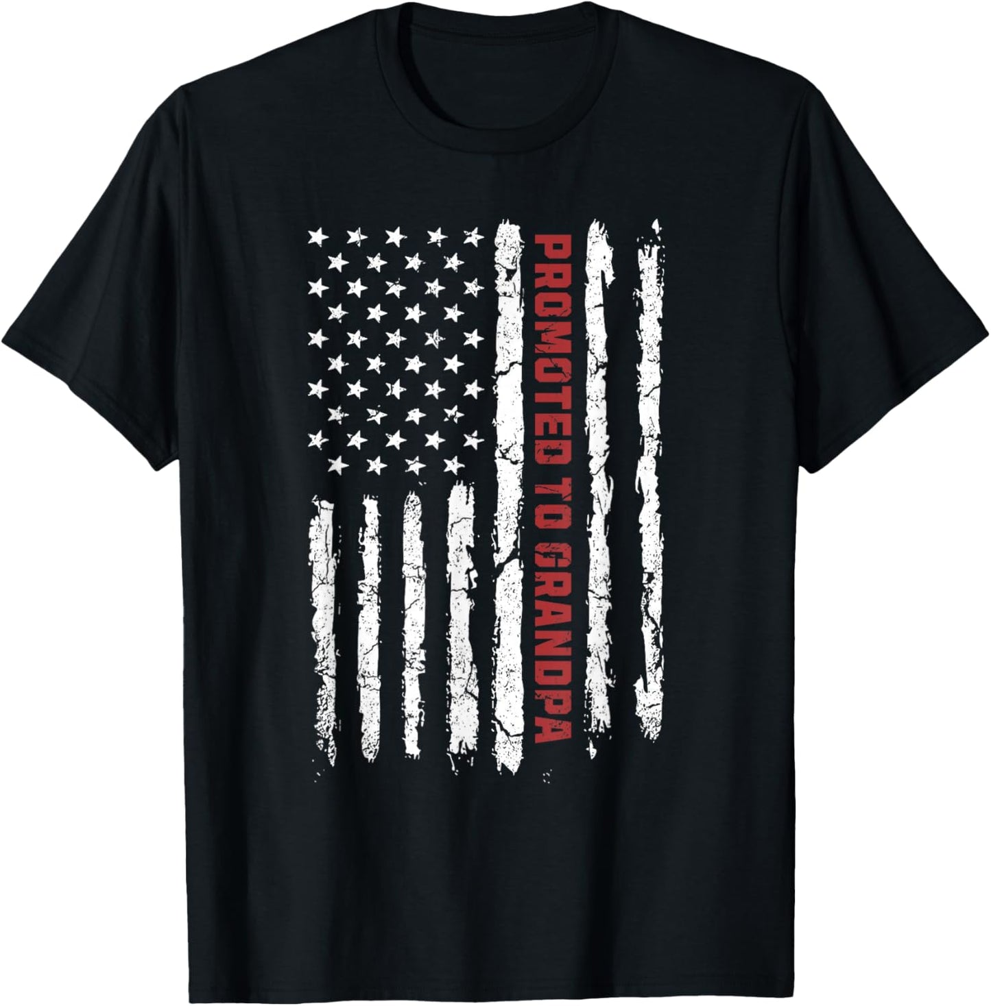 Promoted To Grandpa, First Time Grandpa American Flag T-Shirt - T-Shirt | Black