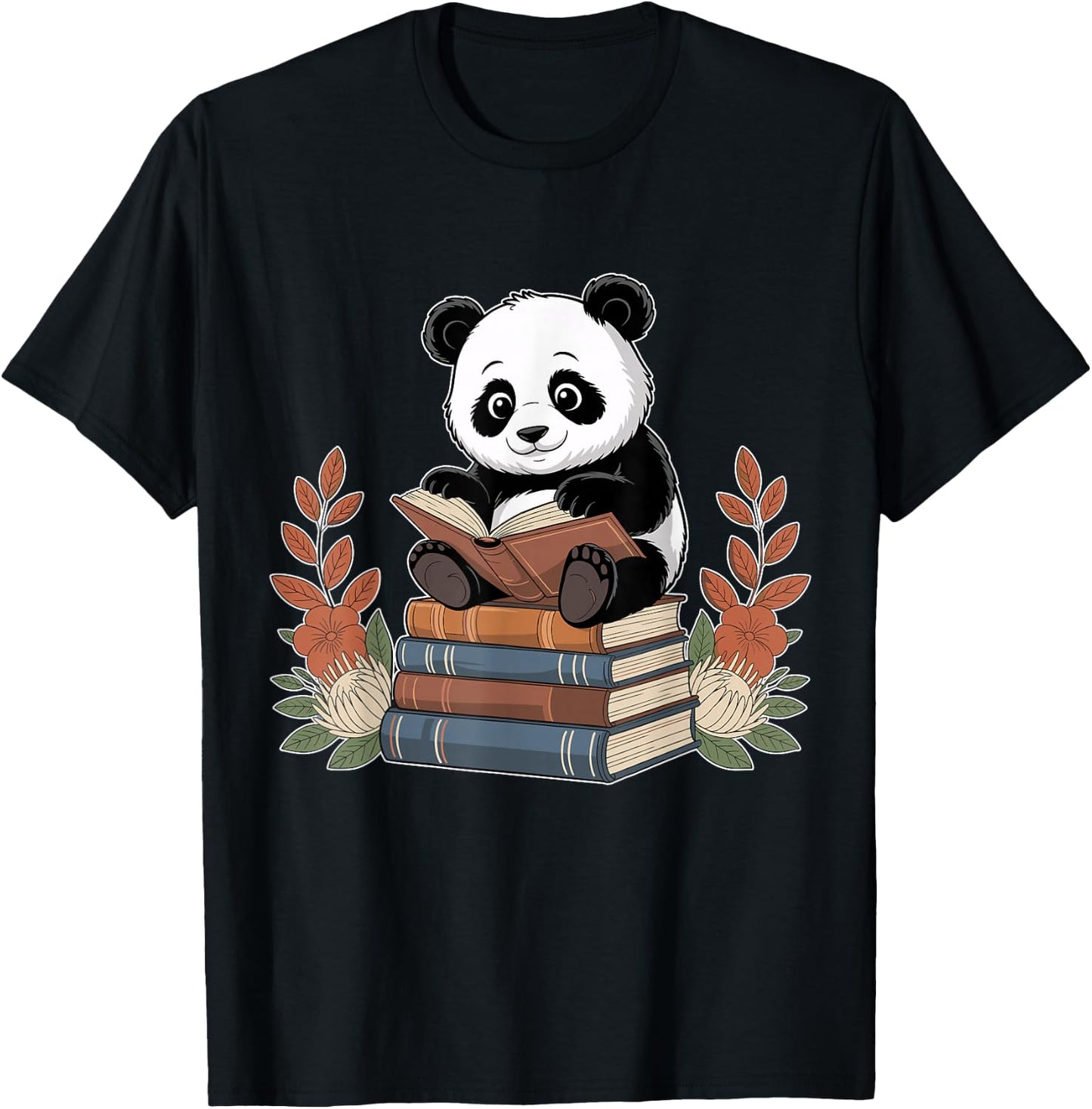 Kawaii Panda Book Lover Reading Books Panda Librarian T-Shirt - T-Shirt | Black