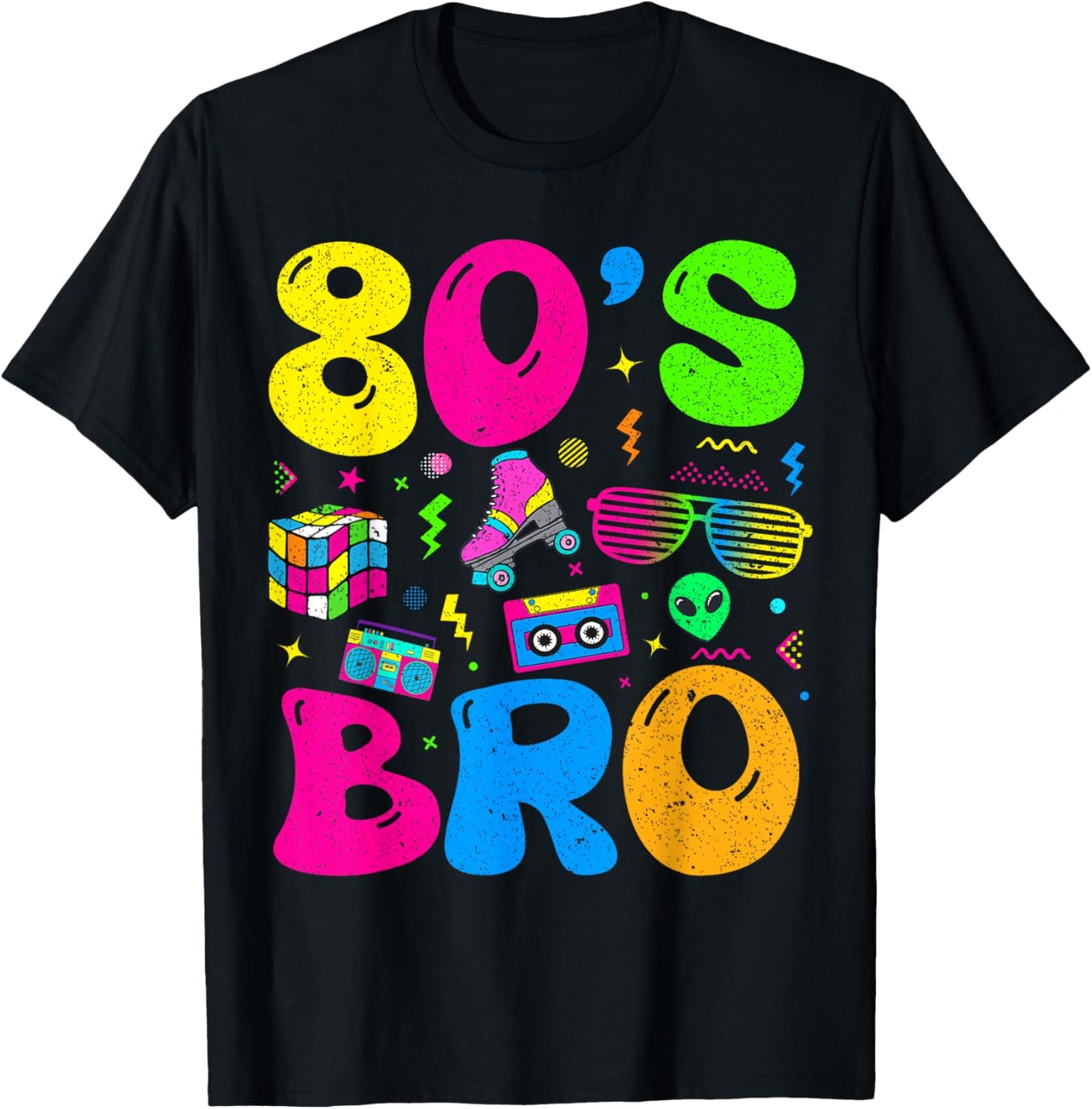 80s Bro 1980s Fashion 80 Theme Party Outfit Eighties Costume T-Shirt - T-Shirt | Black