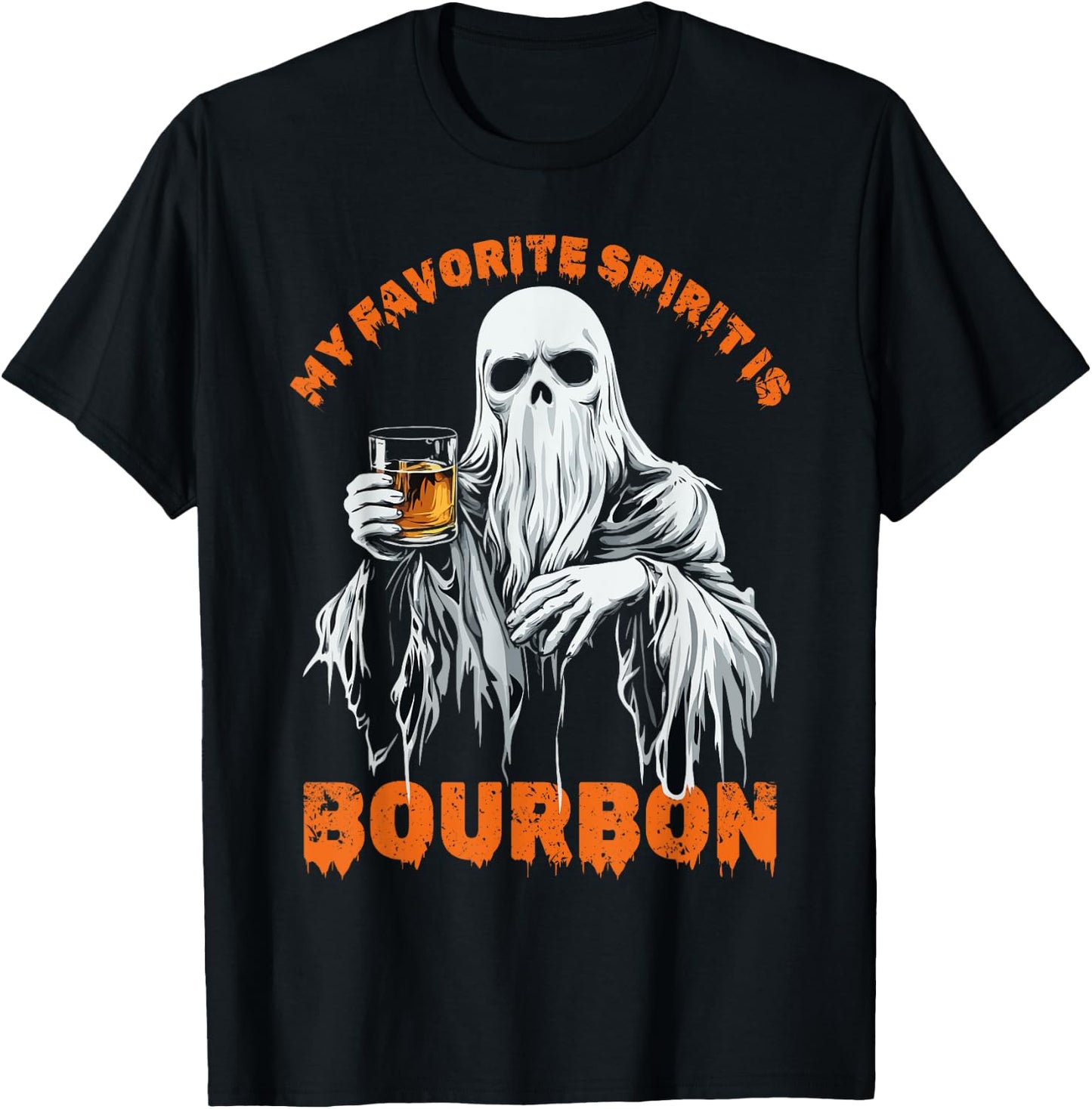 My Favorite Spirit Is Bourbon Halloween Ghost Costume T-Shirt - T-Shirt | Black
