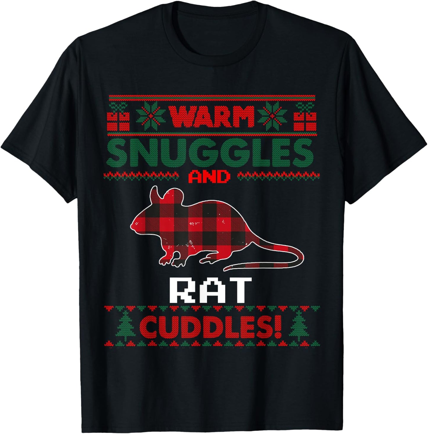 Rat Christmas Pajama Shirt Rat Lovers Ugly Christmas Sweater T-Shirt - T-Shirt | Black