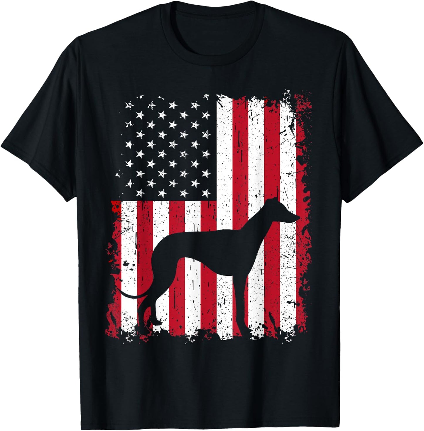 Greyhound 4th of July Patriotic American USA Flag Gift T-Shirt - T-Shirt | Black