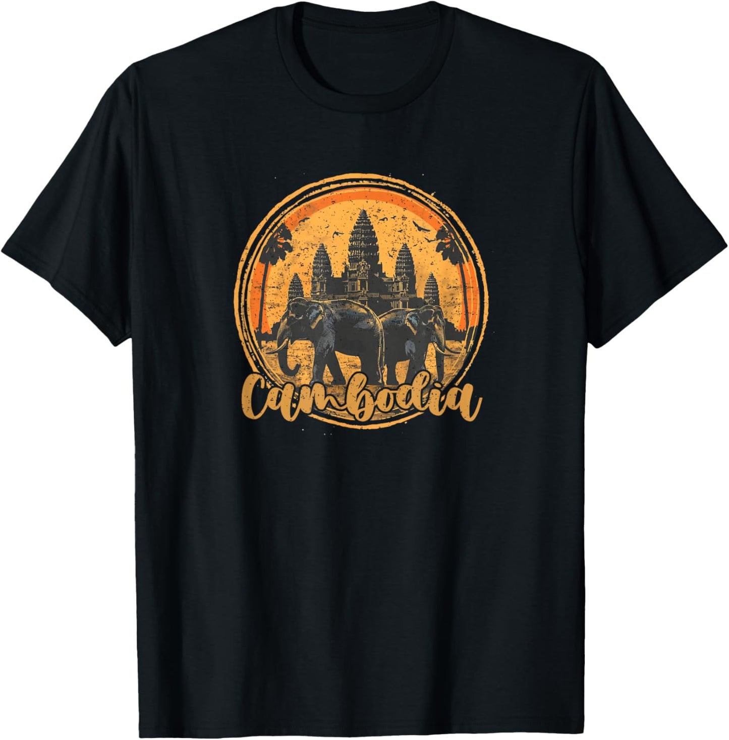 Kingdom of Cambodia Elephant Temple Cambodian Angkor Wat T-Shirt - T-Shirt | Black
