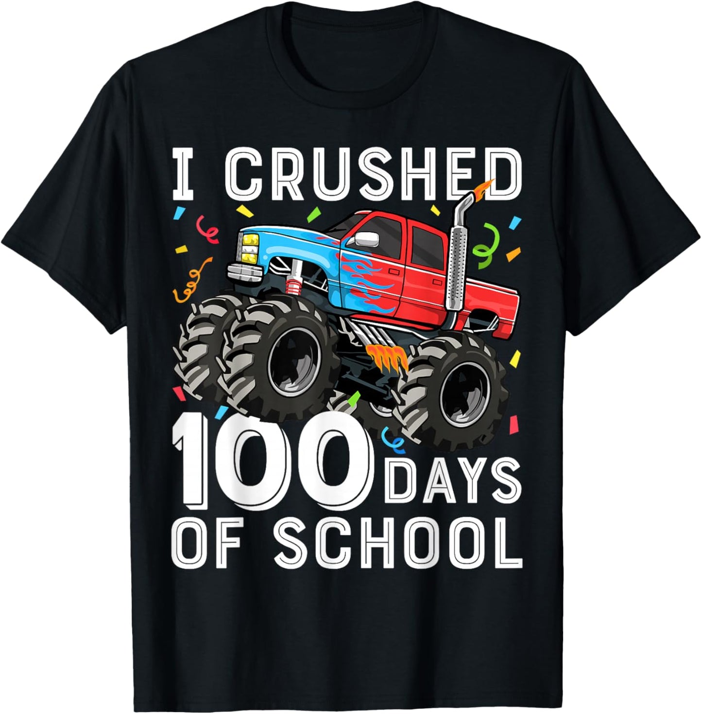 100 Days of School Monster Truck 100th Day of School Boys T-Shirt - T-Shirt | Black