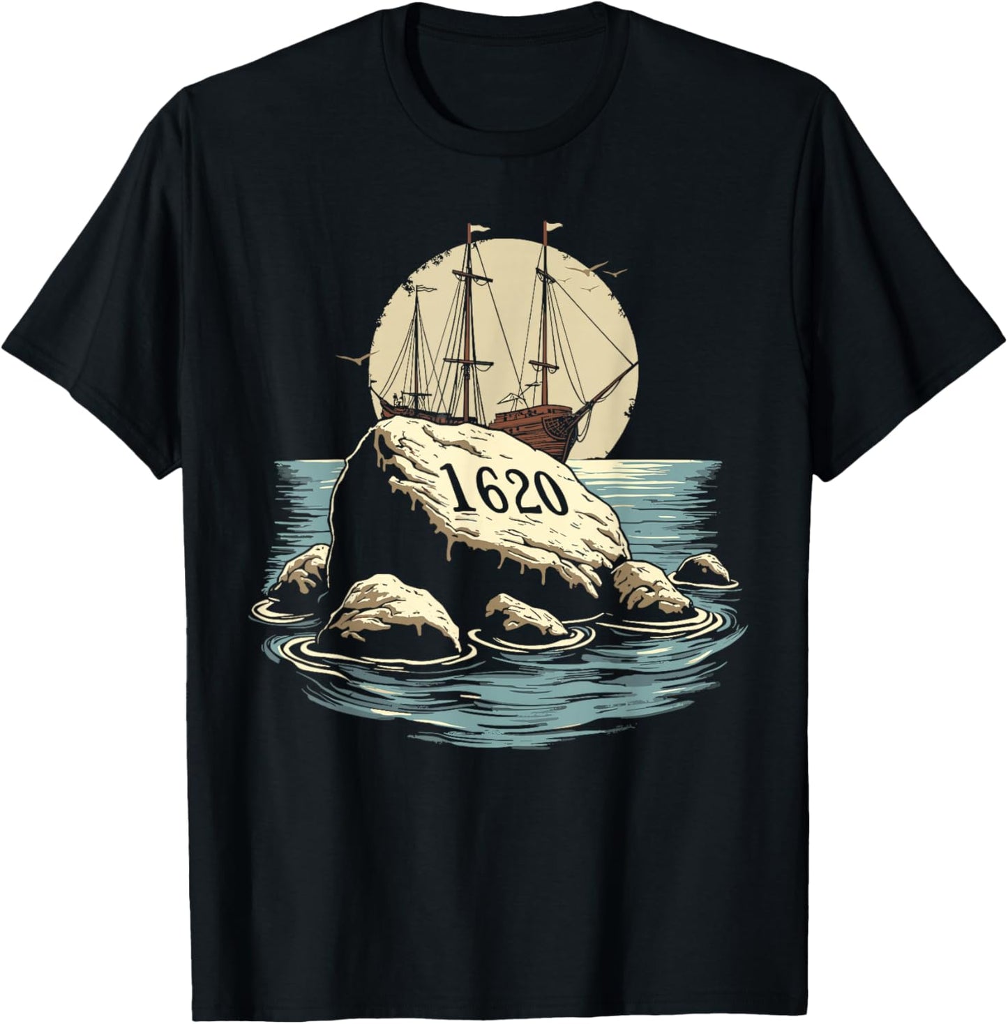 Plymouth Rock, Plymouth Massachusetts, Plymouth Rock T-Shirt - T-Shirt | Black
