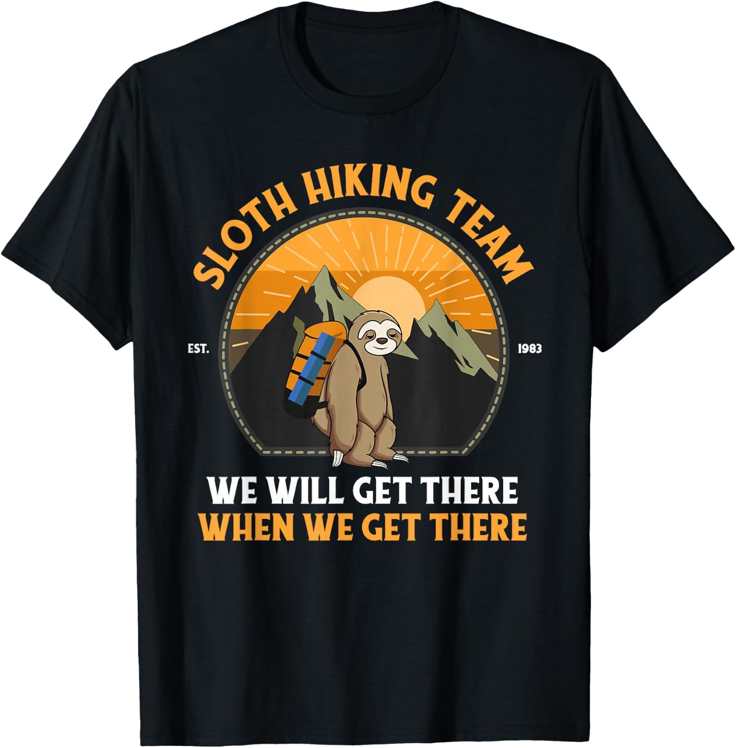 Sloth Hiking , Sloth Hiking Team T-Shirt - T-Shirt | Black