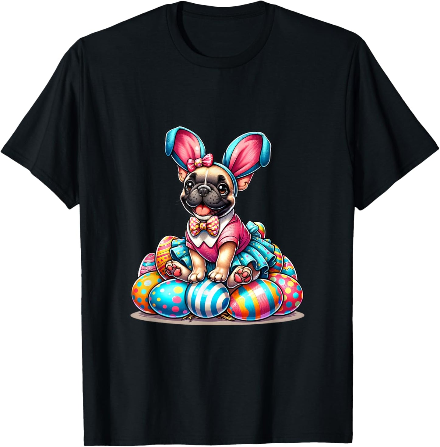 Funny Easter Day French bulldog Bunny Costume Women Kids T-Shirt - T-Shirt | Black