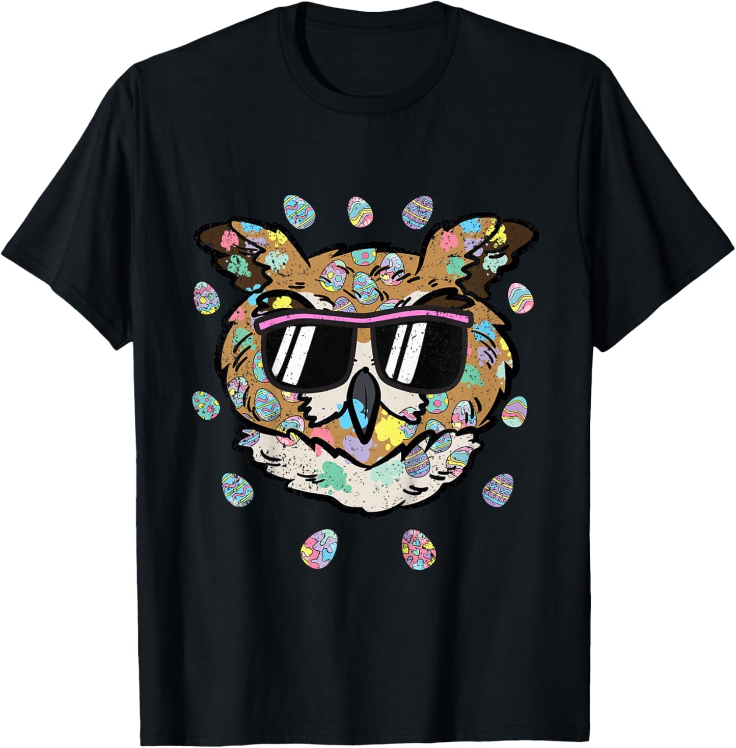 Kids Owl Face Easter Egg Hunting Spring Toddler Boys Girls Kids T-Shirt - T-Shirt | Black