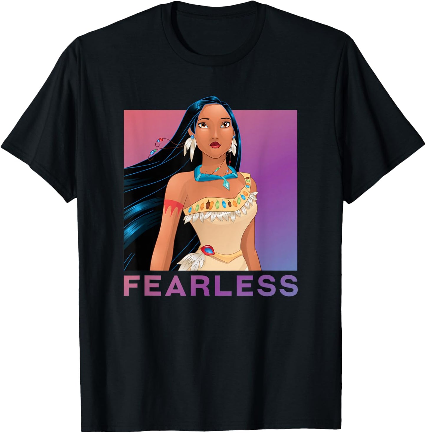 Disney Princess Pocahontas Fearless Purple Ombre Small T-Shirt - T-Shirt | Black