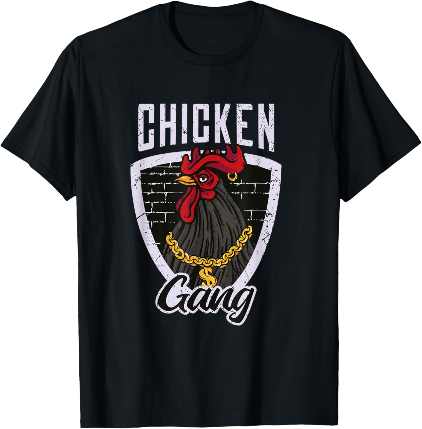 Chicken Gang Funny Gangster Rooster Quote Graphic T-Shirt - T-Shirt | Black