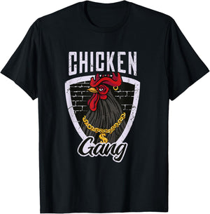 Chicken Gang Funny Gangster Rooster Quote Graphic T-Shirt - T-Shirt | Black