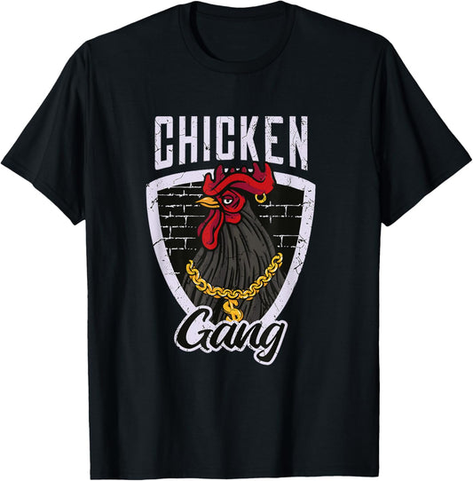 Chicken Gang Funny Gangster Rooster Quote Graphic T-Shirt - T-Shirt | Black