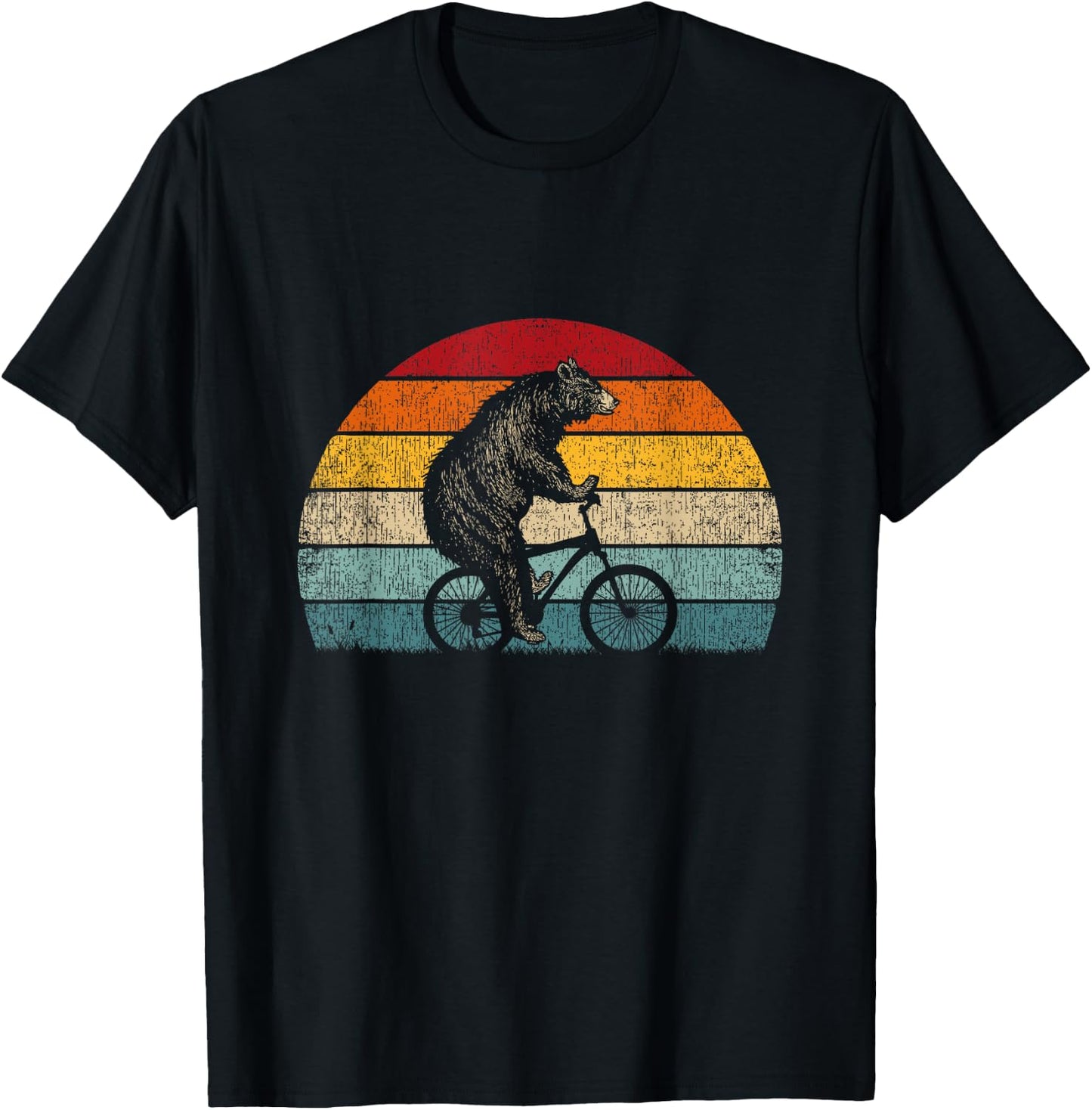 Funny Bear Cycling Bike Retro Graphic Bicycle T-Shirt - T-Shirt | Black
