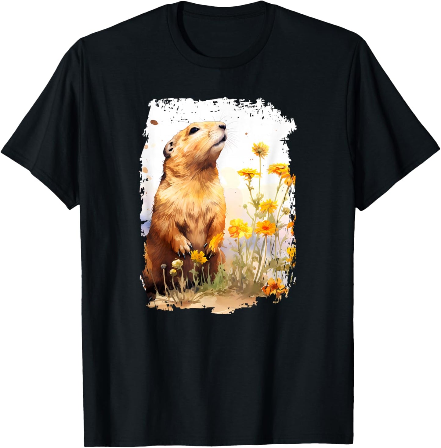 Prairie dog Flower Butterfly T-Shirt - T-Shirt | Black