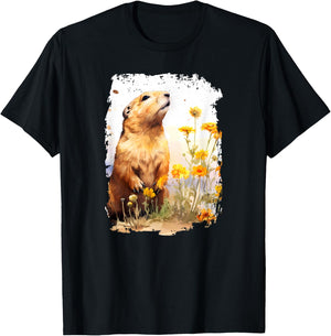 Prairie dog Flower Butterfly T-Shirt - T-Shirt | Black