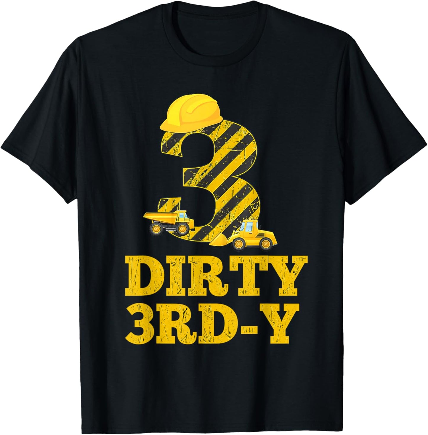 Dirty 3rd-y Birthday Party Construction Boy 3rd Bday T-Shirt - T-Shirt | Black