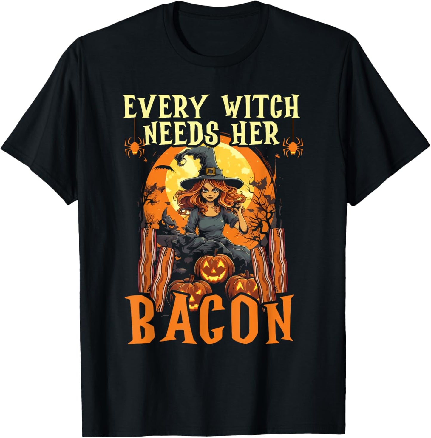 Bacon Halloween Scary Trick Or Treat Spooky Breakfast T-Shirt - T-Shirt | Black