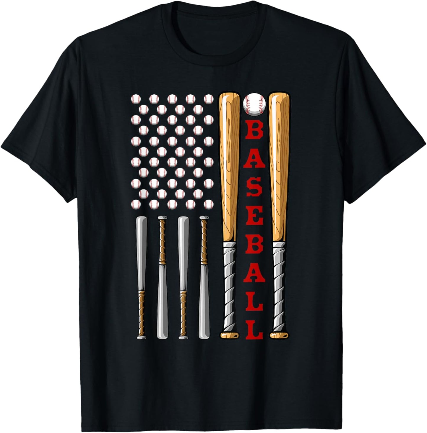 Patriotic US American Baseball Flag - Vintage Baseball Flag T-Shirt - T-Shirt | Black