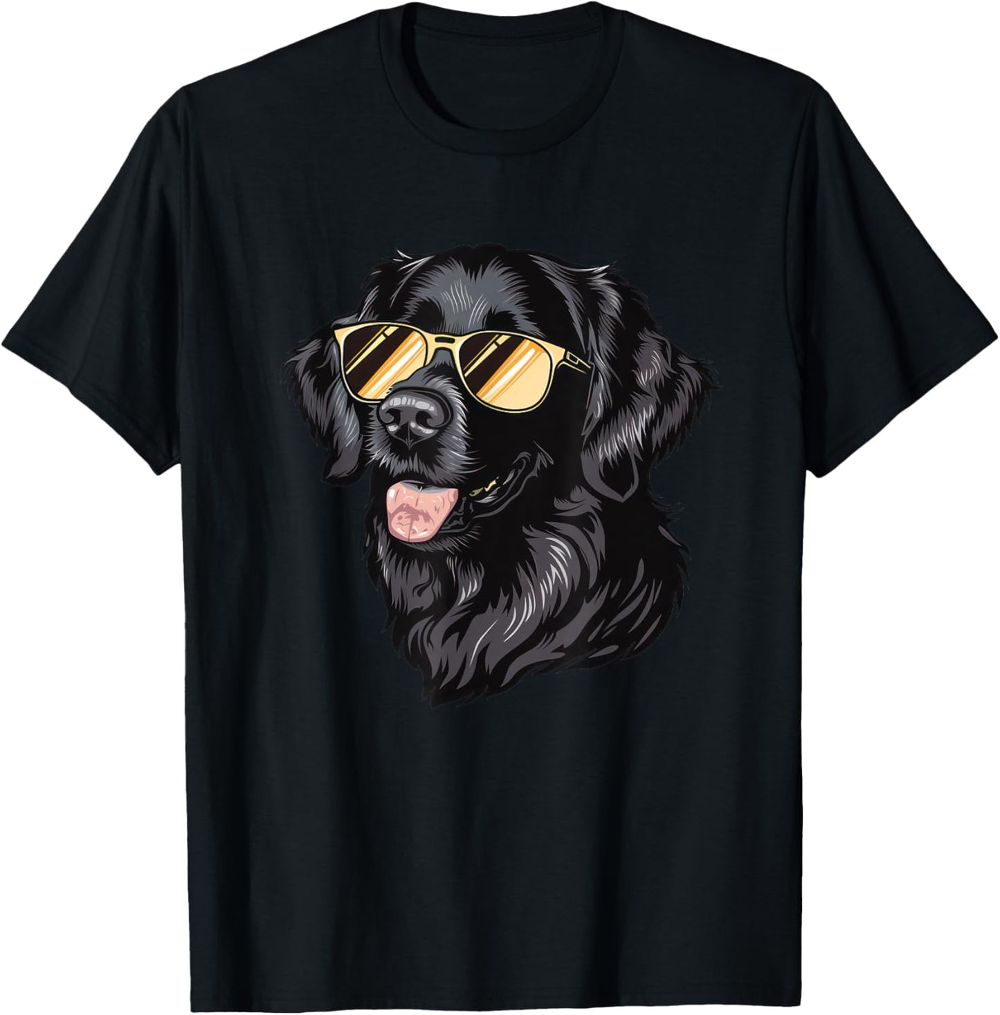 Flat Coated Retriever Dog Sunglasses Men Women Kids T-Shirt - T-Shirt | Black