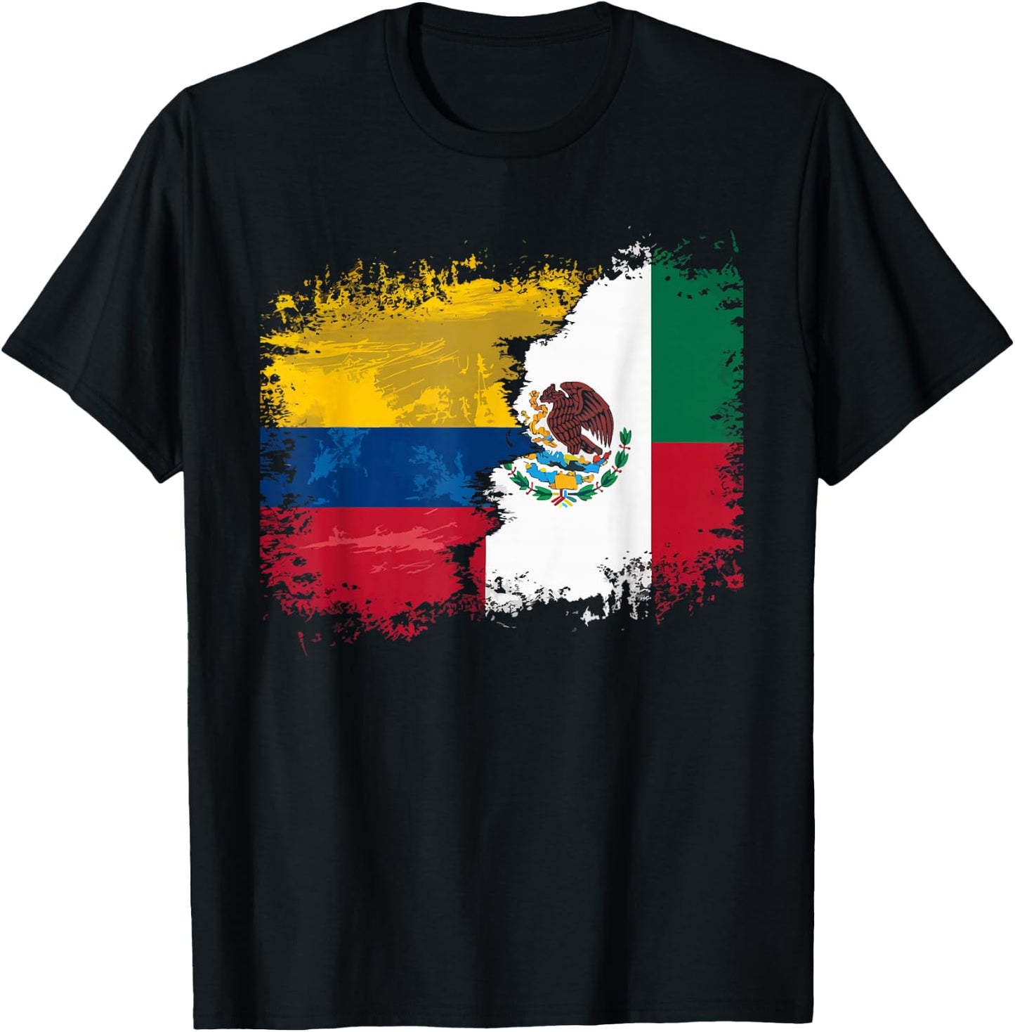 Half Columbian Half Mexican Mexico Flag Columbia T-Shirt - T-Shirt | Black