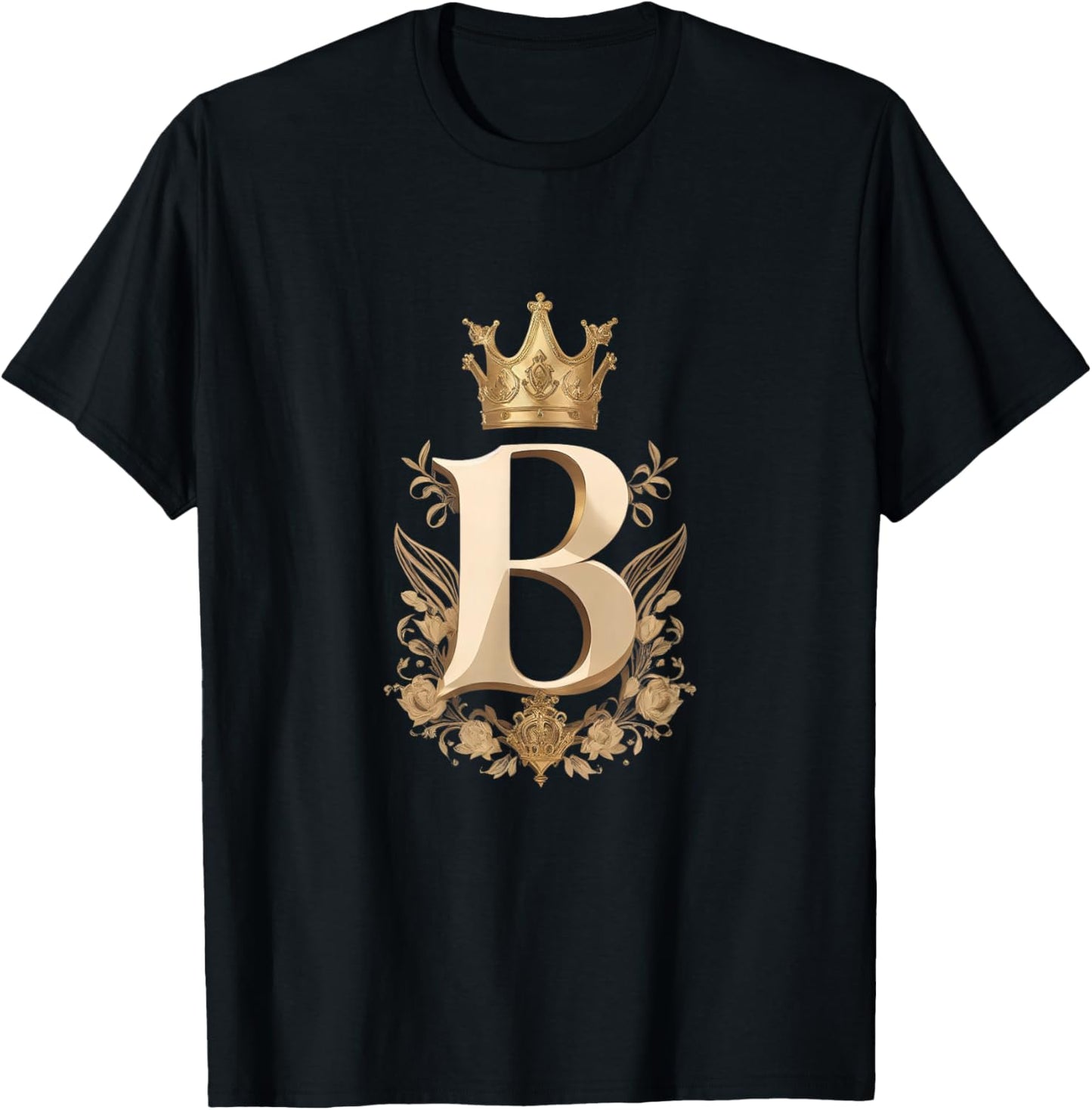 Funny Birthday Queen B - Letter B and Crown (Bee) T-Shirt - T-Shirt | Black