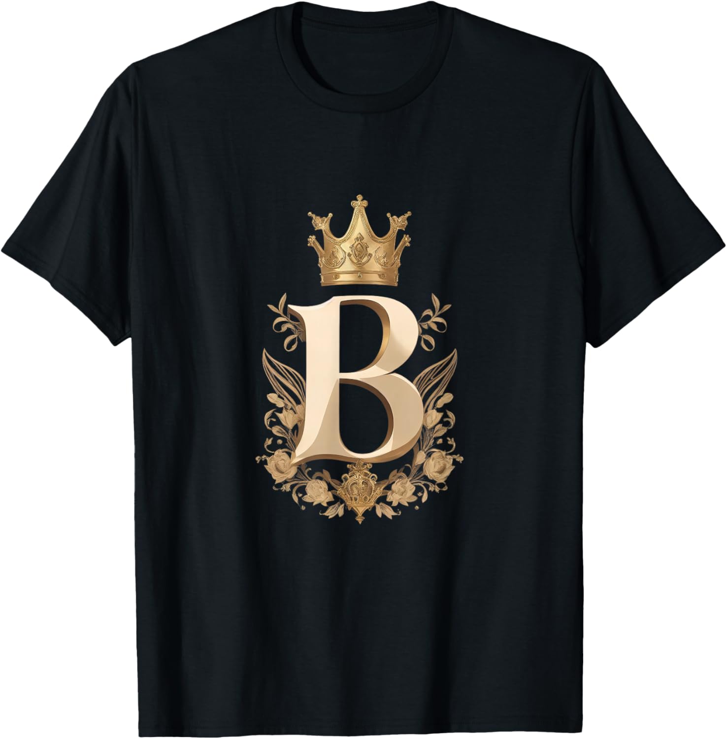 Funny Birthday Queen B - Letter B and Crown (Bee) T-Shirt - T-Shirt | Black