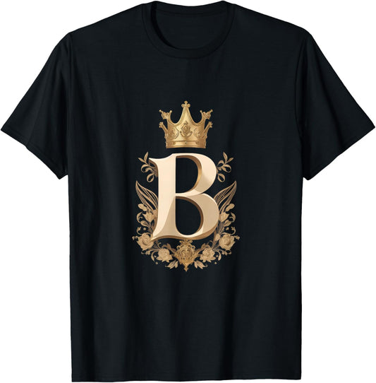 Funny Birthday Queen B - Letter B and Crown (Bee) T-Shirt - T-Shirt | Black