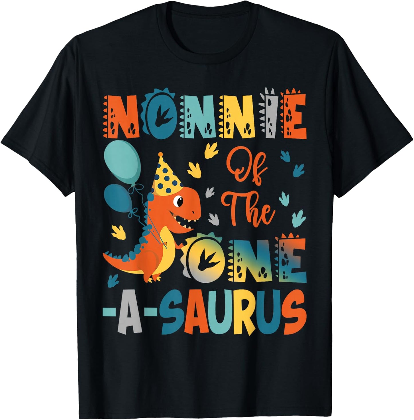 Nonnie Of The One-A-Saurus 2Nd Birthday Dinosaur Party T-Shirt - T-Shirt | Black
