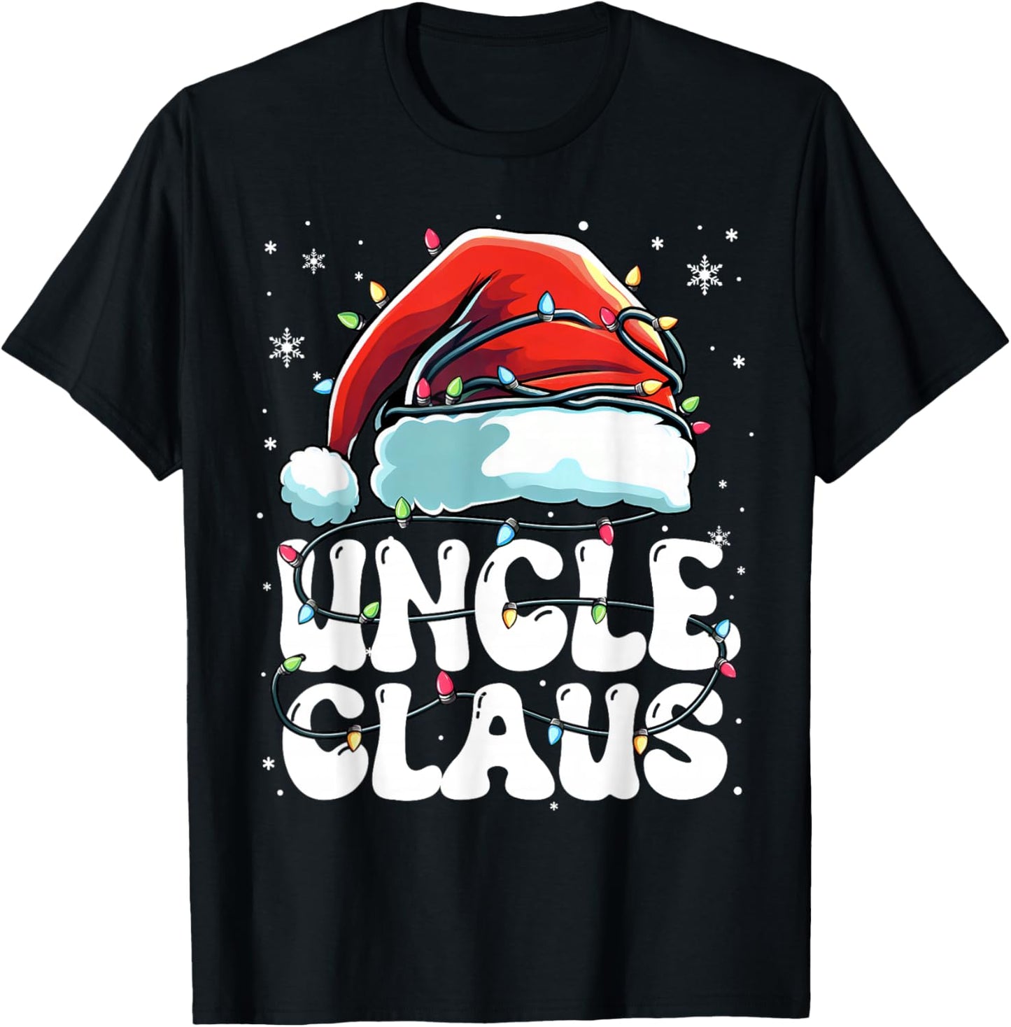 Groovy Uncle Claus Christmas Lights Funny Family Xmas Pajama T-Shirt - T-Shirt | Black