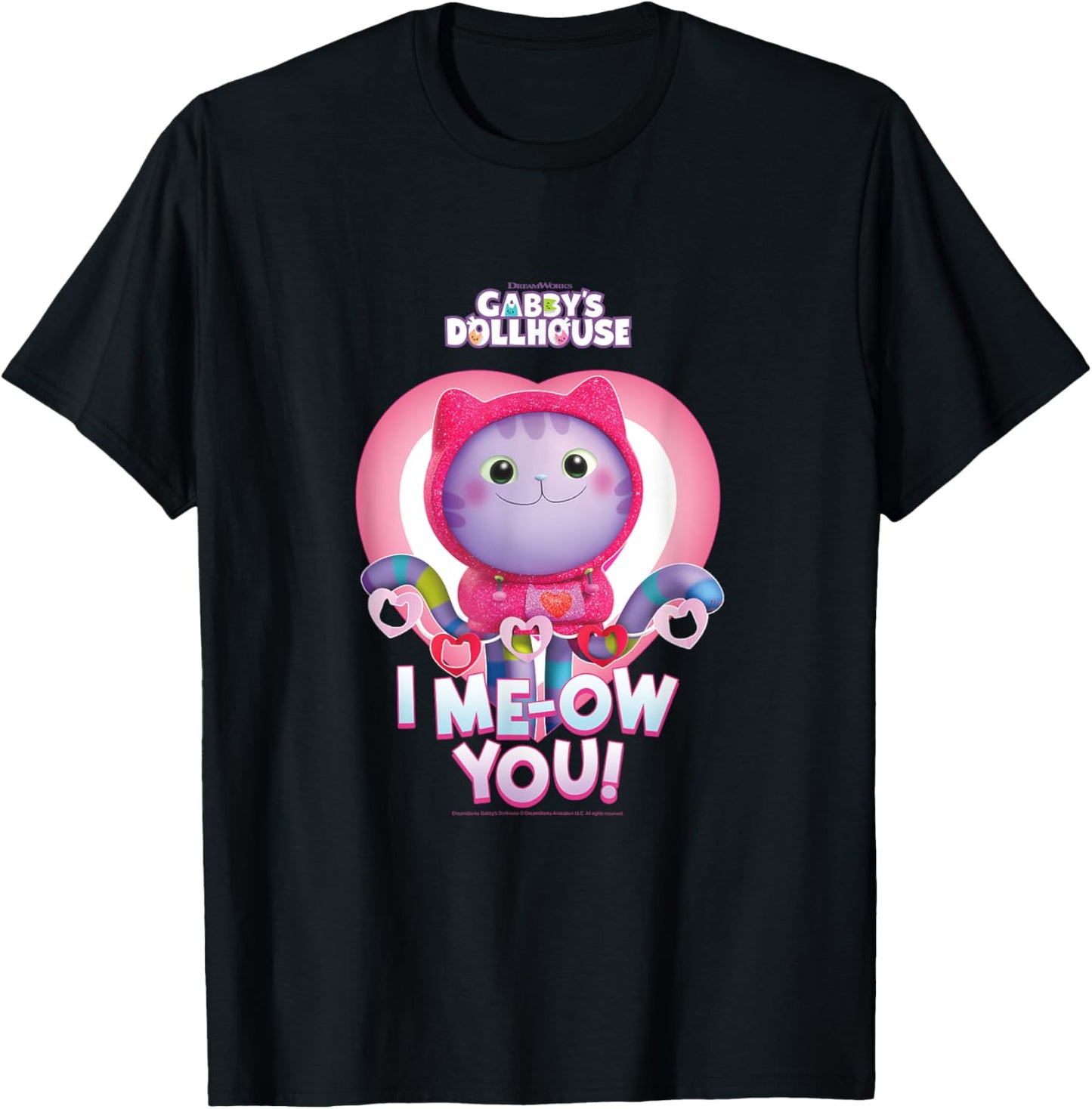 DreamWorks Gabby's Dollhouse Valentine's Day I Me-Ow You! T-Shirt - T-Shirt | Black