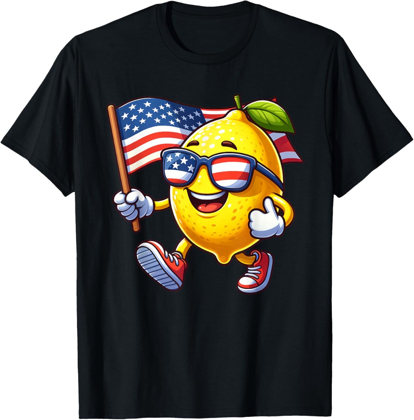 Lemon 4th July USA Flag Patriotic America Mom Dad Kids T-Shirt - T-Shirt | Black