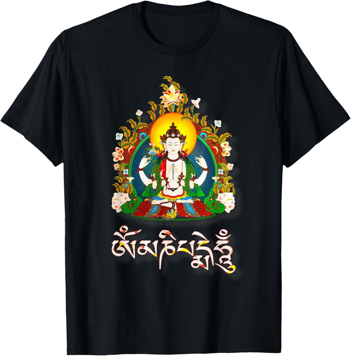 Tibetan Buddha Om Mani Padme Hum Amitabha T-Shirt - T-Shirt | Black