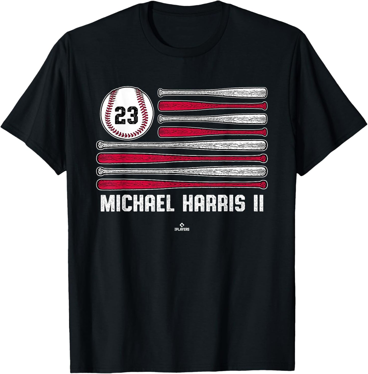 Baseball American Flag Michael Harris II Atlanta Baseball T-Shirt - T-Shirt | Black