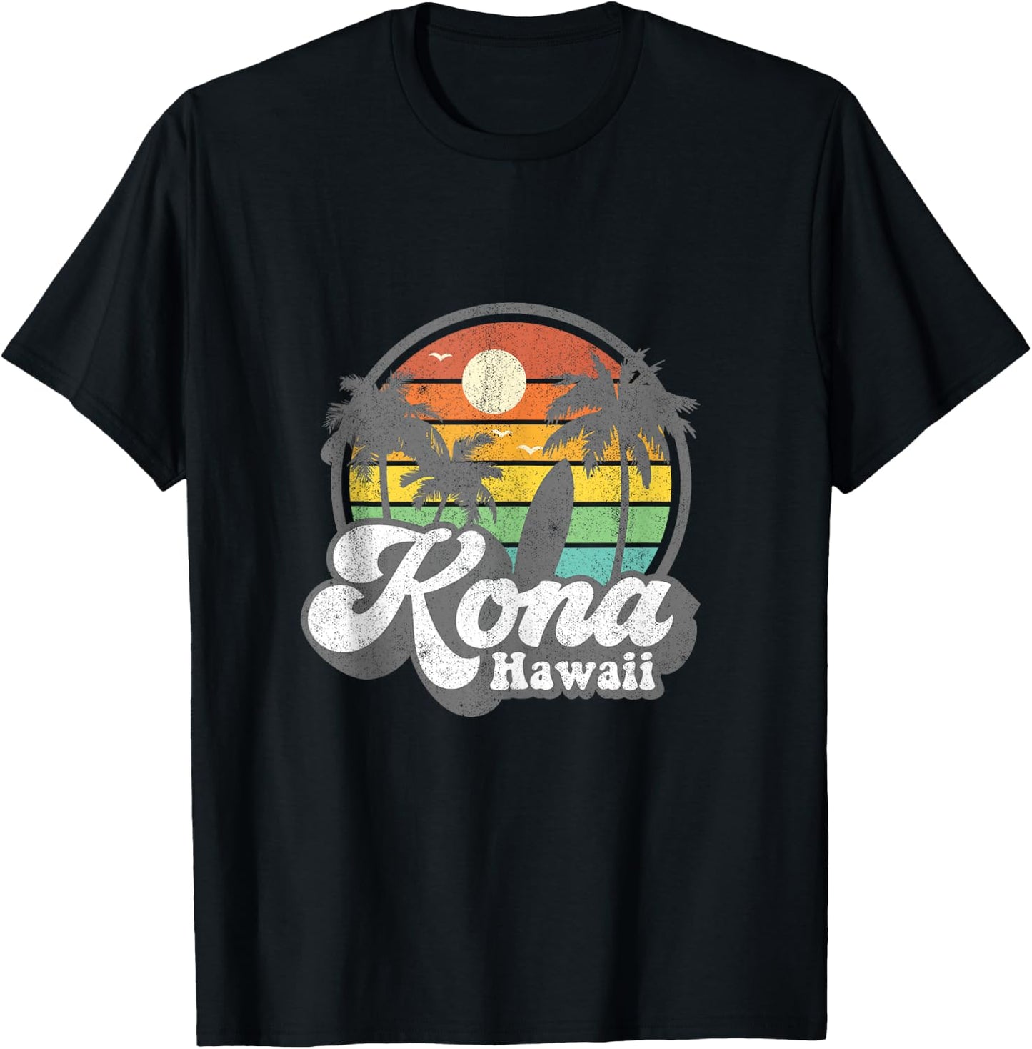 Vintage Kona Beach Hawaii Surf Hawaiian Surfing 70's Gift T-Shirt - T-Shirt | Black
