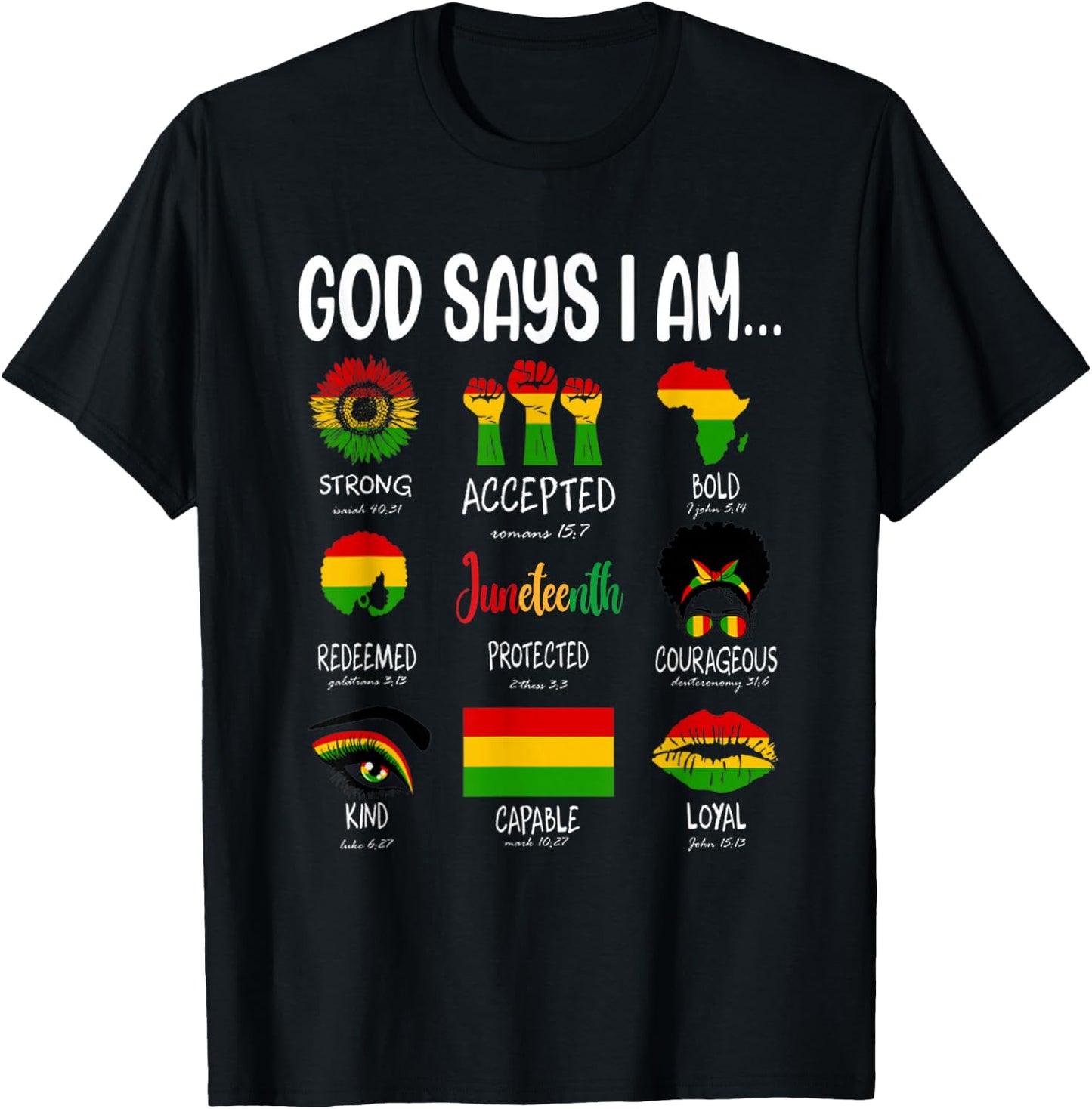 Juneteenth God Says I Am Celebrating Black Freedom 1865 T-Shirt - T-Shirt | Black
