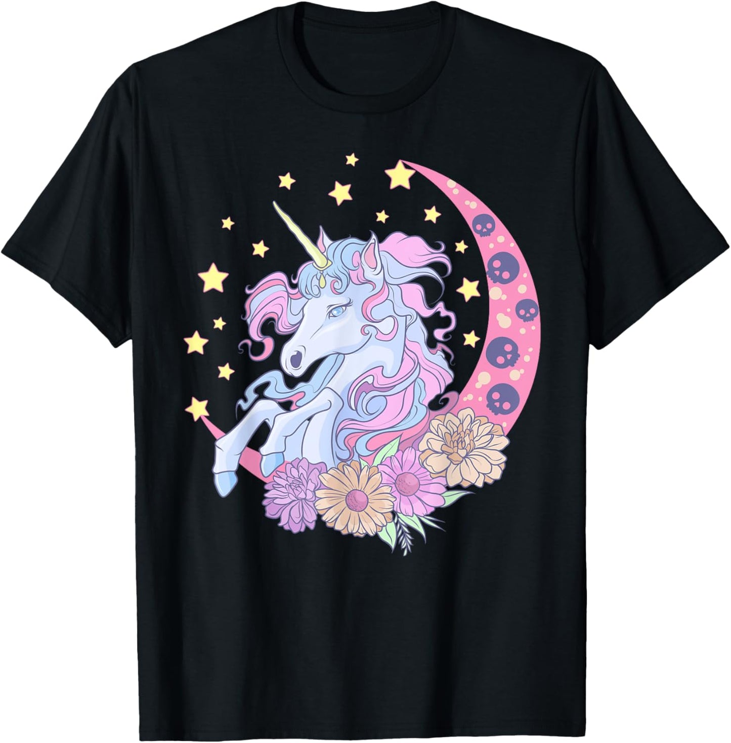 Pastel Goth Unicorn Japanese Anime Kawaii Creepy Cute T-Shirt - T-Shirt | Black
