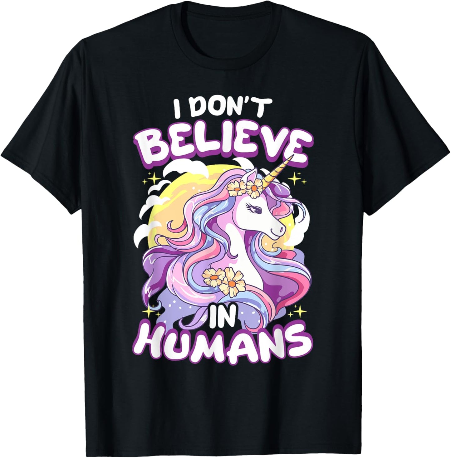 I Don't Believe In Humans Unicorn T-Shirt - T-Shirt | Black