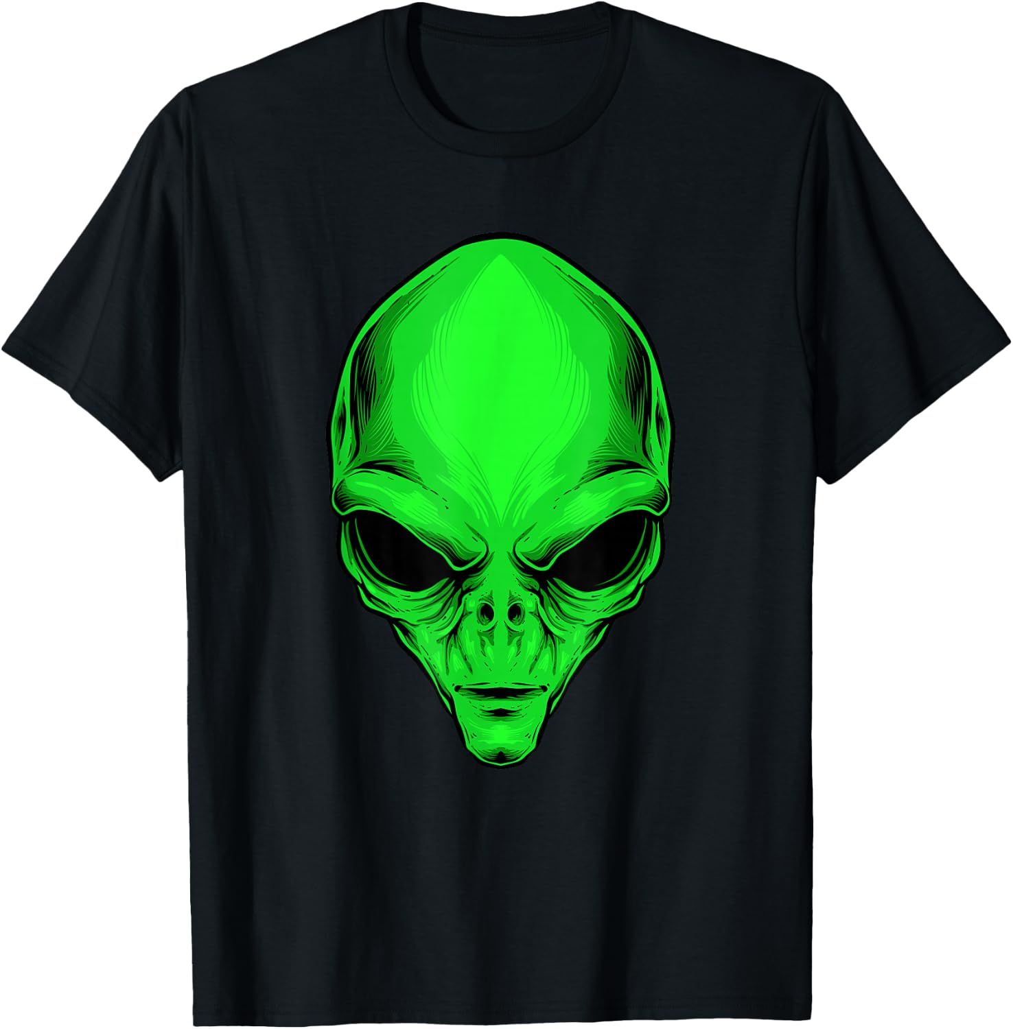 Green Alien Head Cartoon Funny Alien Costume T-Shirt - T-Shirt | Black