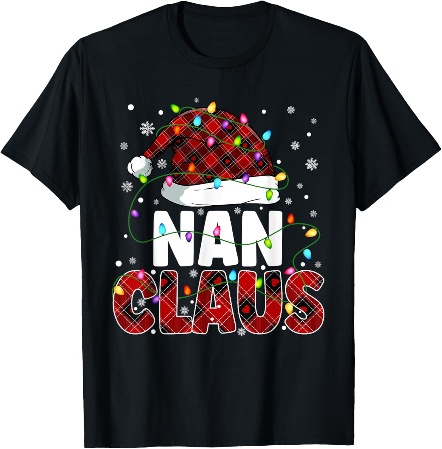 Nan Claus Merry Christmas Santa Hat Family Matching T-Shirt - T-Shirt | Black
