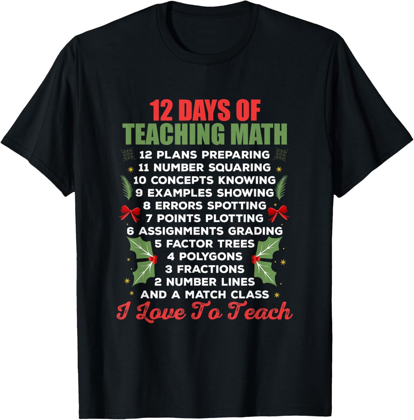 12 Days of Teaching Math Christmas Math Teacher Women T-Shirt - T-Shirt | Black