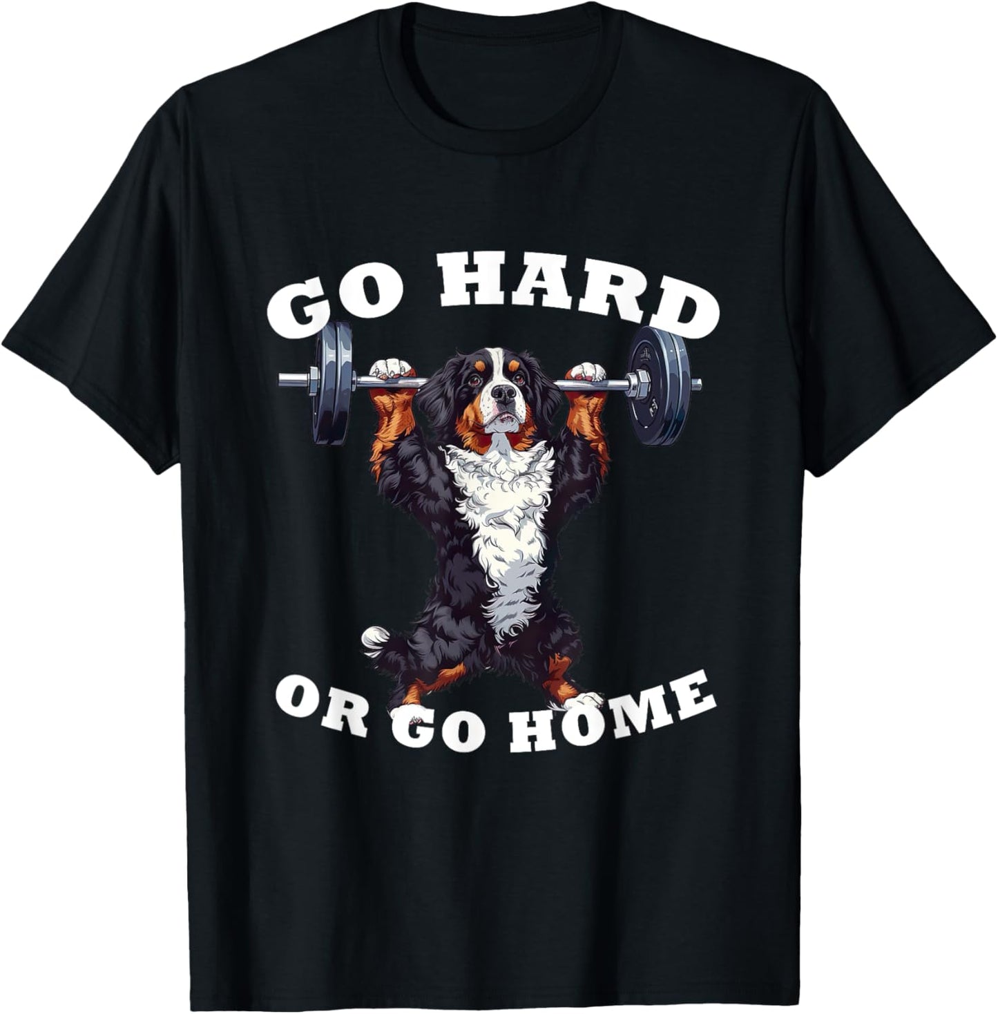 Pumping Weight Lifting Funny Bernese Mountain Dog T-Shirt - T-Shirt | Black