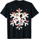 Cute Snowflake Cats Dogs Santa Hat Pets Lover Christmas Pjs T-Shirt - T-Shirt | Black