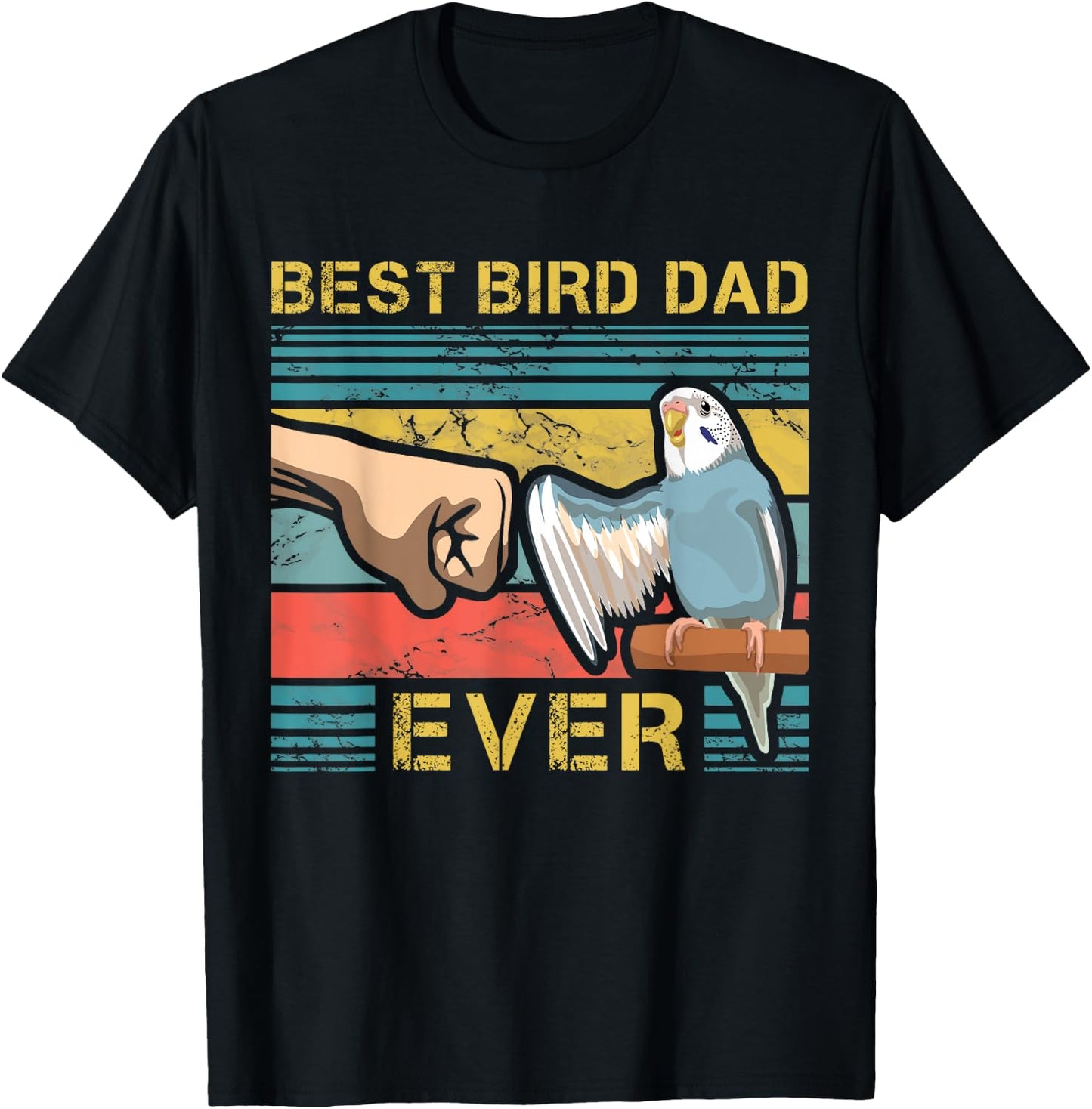 Budgie Dad Funny Bird Lover Father Budgerigar Enthusiast T-Shirt - T-Shirt | Black