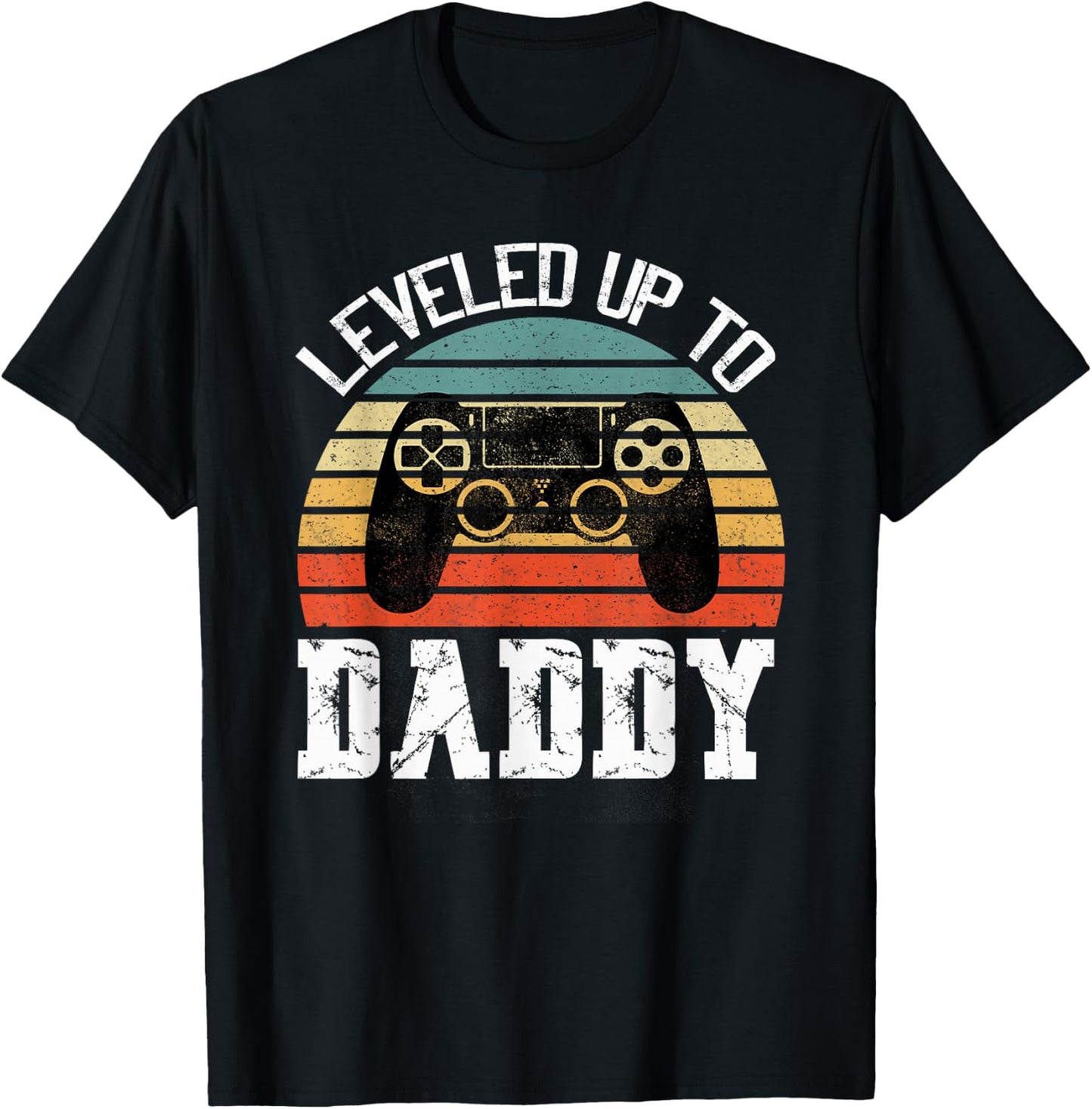 New Dad Fathers day Leveled up to Daddy T-Shirt - T-Shirt | Black