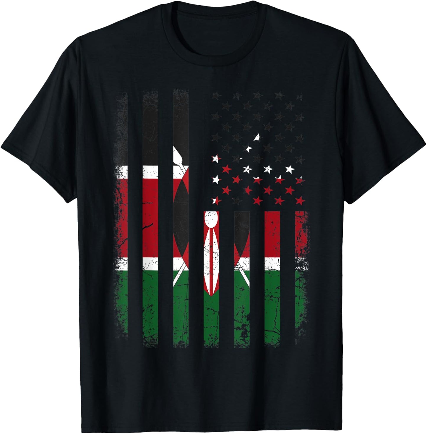 Kenyan American Flag Kenya America Pride Heritage Kids Men T-Shirt - T-Shirt | Black